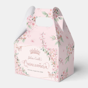 Cherry Blossoms Rose Gold Quinceanera Birthday Favour Box
