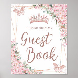 Cherry Blossoms Rose Gold Quinceañera Guest Book