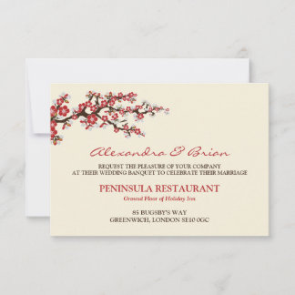 Cherry Blossoms RSVP Card (cranberry)