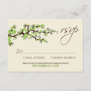 Cherry Blossoms RSVP Card (green apple)