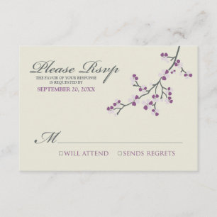 Cherry Blossoms RSVP Card (purple/grey)