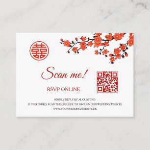 Cherry Blossoms RSVP Online QR Code Enclosure Card