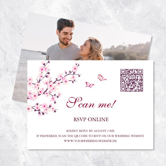 Cherry Blossoms RSVP Online | QR Code Enclosure Card (Creator Uploaded)