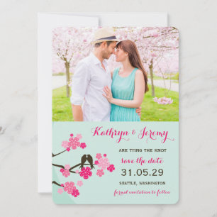 Cherry Blossoms Sakura Love Birds Save The Date