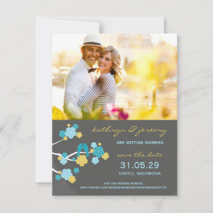 Cherry Blossoms Sakura Love Birds Save The Date Invitation