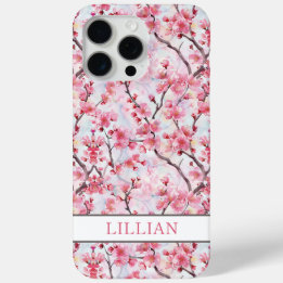 Cherry Blossoms Sakura Monogrammed iPhone 15 Pro Max Case