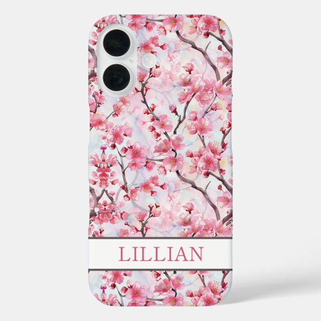 Cherry Blossoms Sakura Monogrammed Case-Mate iPhone Case (Back)