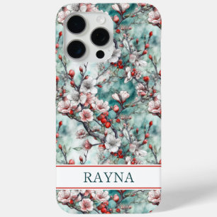 Cherry Blossoms Sakura Print Monogrammed iPhone 15 Pro Max Case