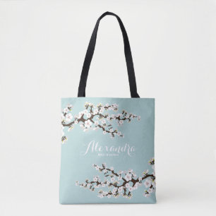 Cherry Blossoms Sakura Wedding Party Tote (blue) Bag