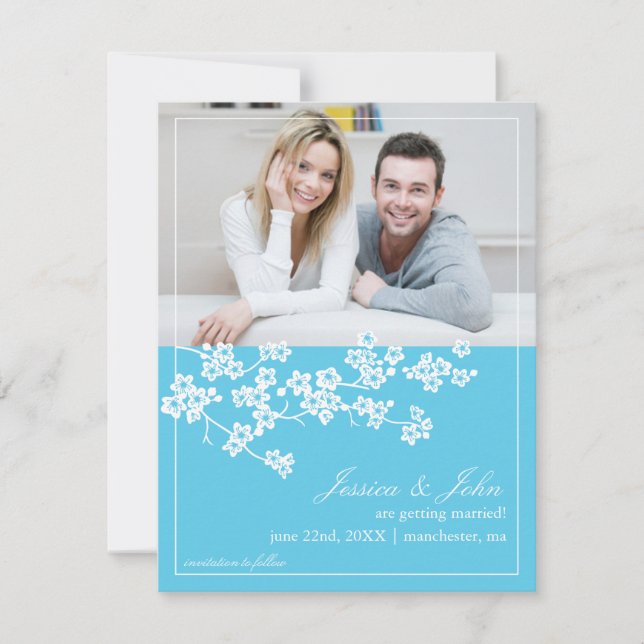 Cherry Blossoms Save The Date Photo Invitation (Front)