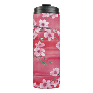 Cherry blossoms, seamless, watercolor pattern. thermal tumbler