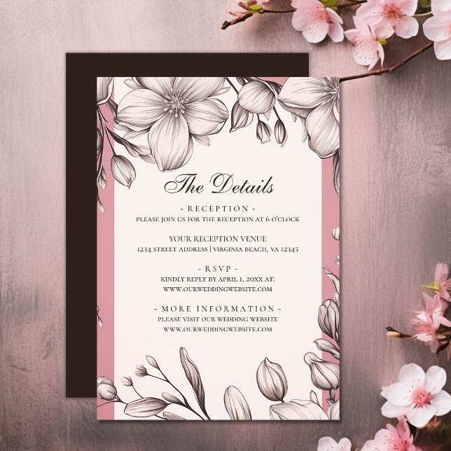 Cherry Blossoms Spring Floral Wedding Details Enclosure Card (Cherry Blossoms Spring Floral Wedding Details Enclosure Card)