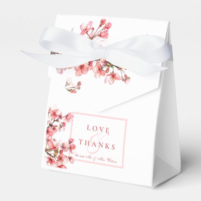 Cherry Blossoms Spring Summer Wedding Favour Box (Front Side)