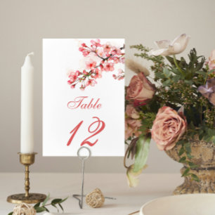 Cherry Blossoms Spring Wedding Table Number
