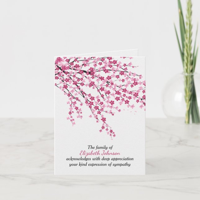 Cherry Blossoms Sympathy Thank You Card (Front)