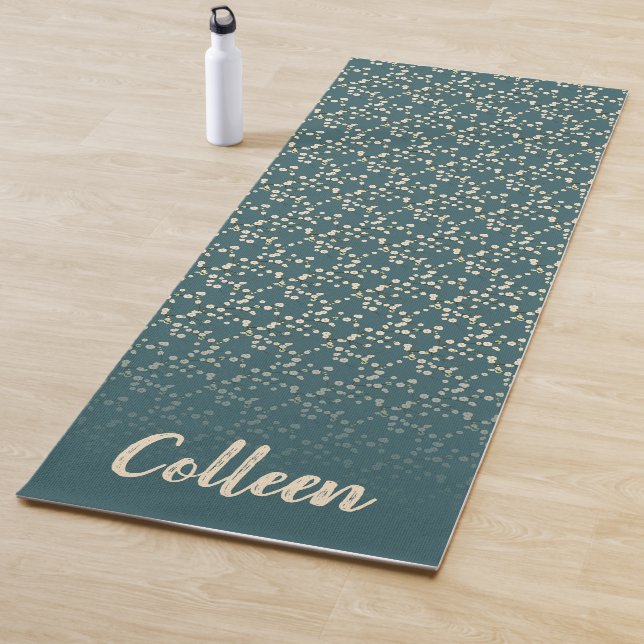 Cherry Blossoms Teal / Your Name Yoga Mat (In Situ)