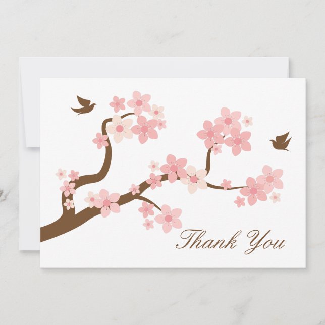 Cherry Blossoms Thank You Note Card (Front)