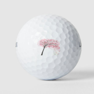 Cherry blossoms tree watercolour golf balls