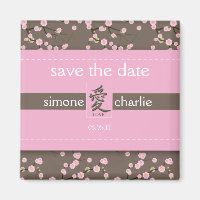Cherry Blossoms Wedding Favour Magnet