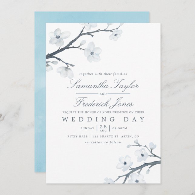 Cherry Blossoms Wedding Invitation (Front/Back)