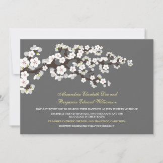 Cherry Blossoms Wedding Invitation (platinum)