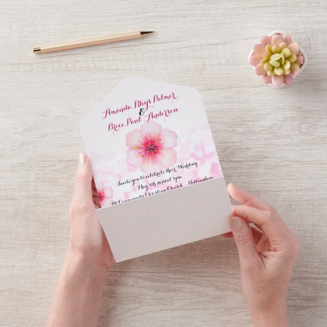 Cherry blossoms wedding invite & save date photo (Video)
