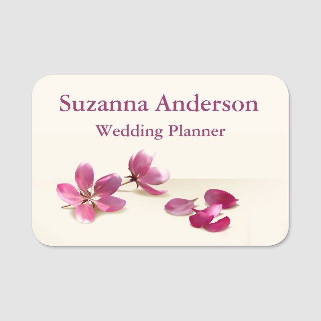 Cherry Blossoms Wedding Planner Design Name Tag (Front)