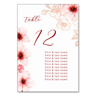 Cherry Blossoms Wedding Table Number