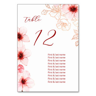 Cherry Blossoms Wedding Table Number