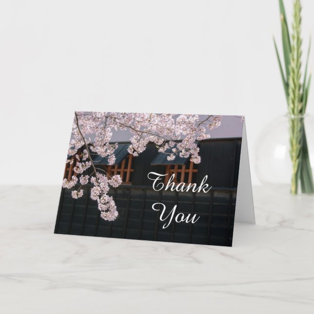Cherry Blossoms Wedding Thank You Note Cards (Front)