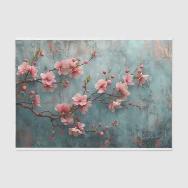 Cherry Blossoms with Rustic Background Tissue Paper (Front)