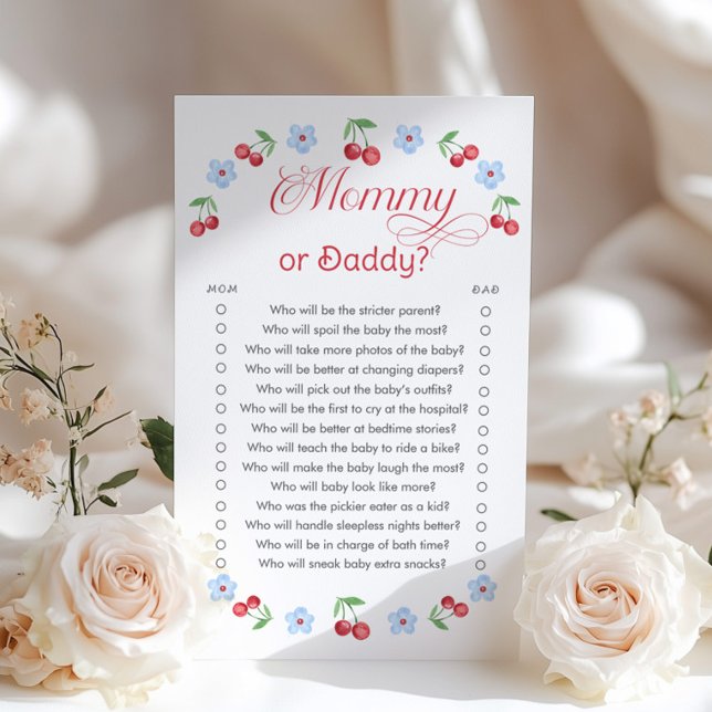 Cherry Blue Mummy or Daddy Baby shower game (Creator Uploaded)