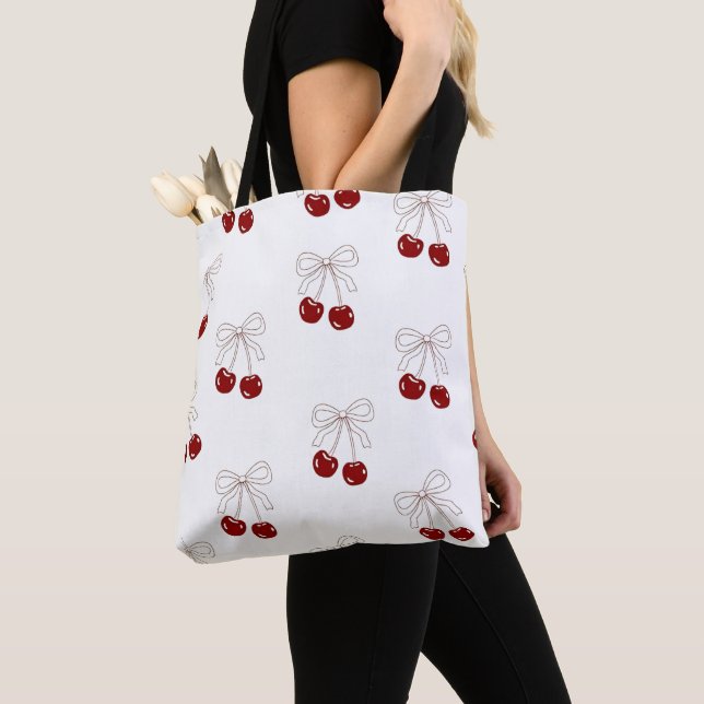 Cherry Boho Tote Bag – Aesthetic Vintage  (Close Up)