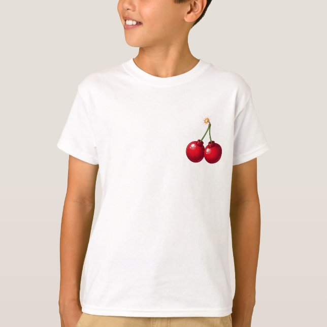 Cherry Bomb Fuse Design Kids T-Shirt (Front)