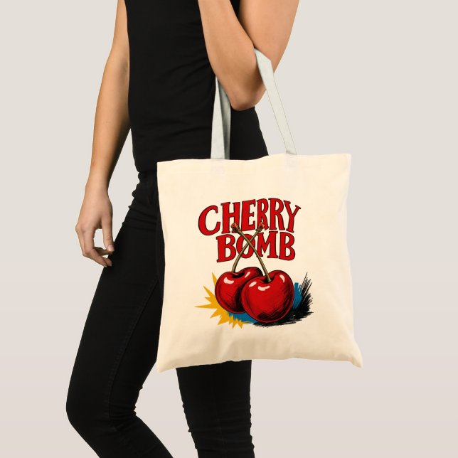 Cherry Bomb Retro Cherries Tote Bag (Front (Product))