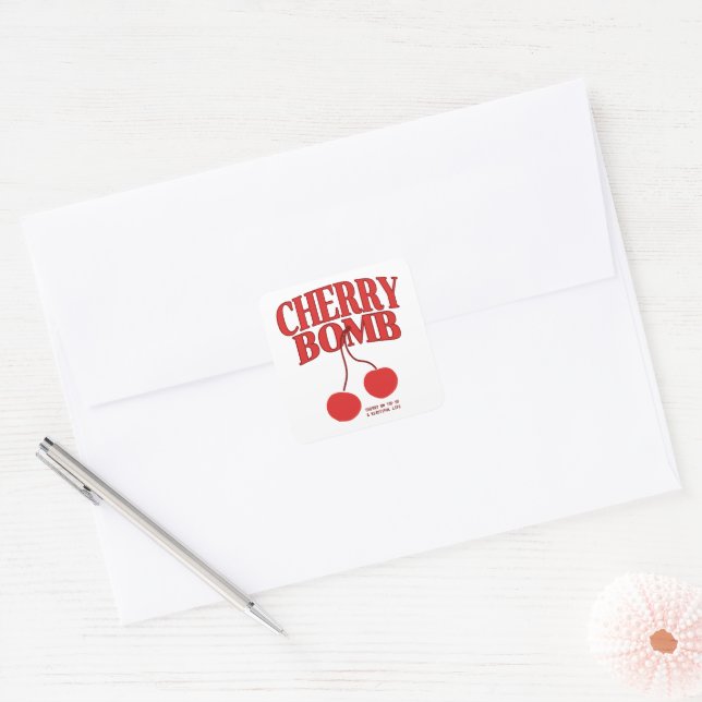 Cherry Bomb Retro Square Sticker (Envelope)