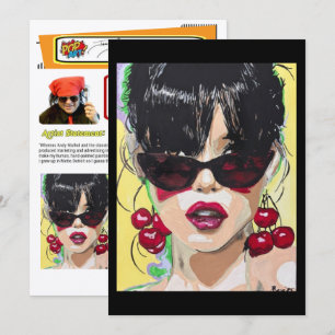 ‘Cherry Bombshell’ Painting on a Small-Scale Print Invitation