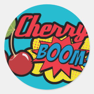 Cherry Boom! Classic Round Sticker