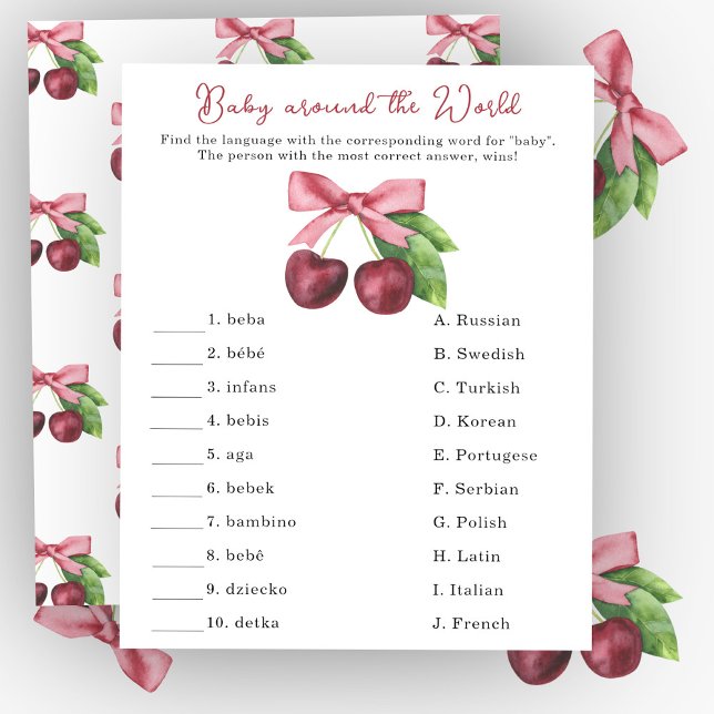 Cherry bow - Baby around the world game (Creator Uploaded)