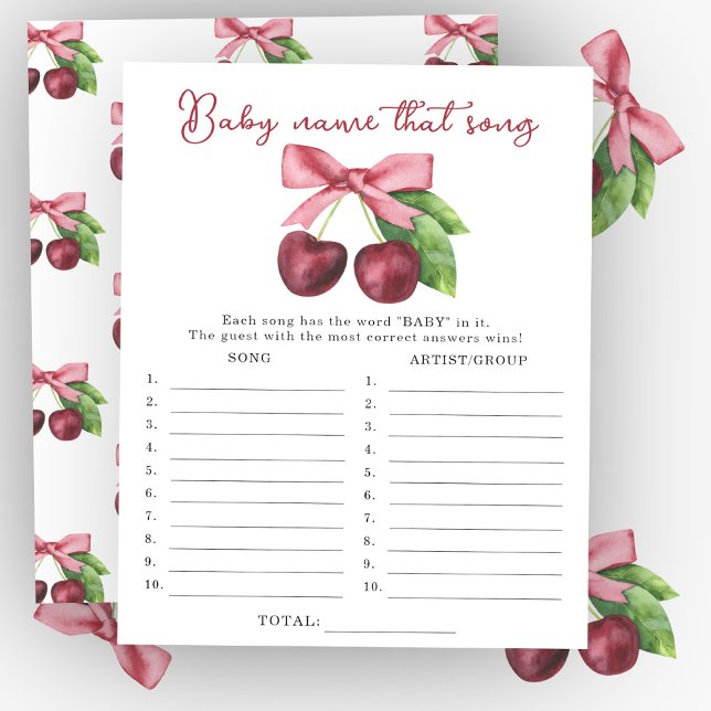 Cherry bow baby shower Name that song game (Creator Uploaded)