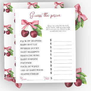 Cherry bow baby shower Price guess game