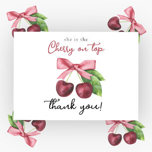 Cherry bow baby shower - Thank You Card