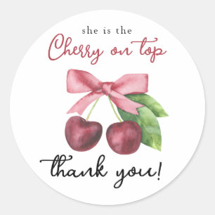 Cherry bow baby shower - Thank You Classic Round Sticker