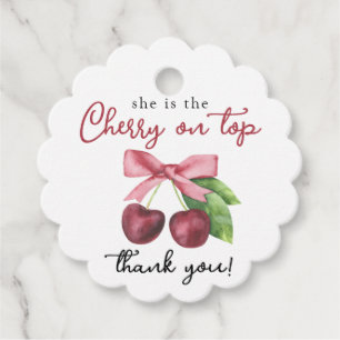 Cherry bow baby shower - Thank You Favour Tags