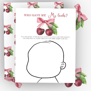 Cherry bow baby shower Who gave me My looks?