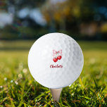 Cherry bow pink name golf balls<br><div class="desc">Red cherries with pink bow.  Personalise and add your name.</div>