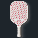 Cherry bow pink name pickleball paddle<br><div class="desc">Red cherries with pink bow as pattern.  Personalise and add your name.</div>