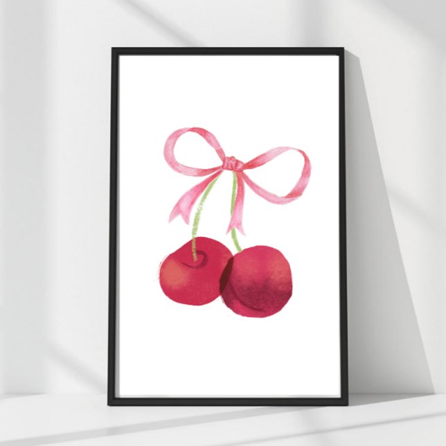 Cherry & Bow Wall Art – 4x6 Poster (Mix & match sizes: Cherry & Bow wall art in 24x36, 16x24, 12x18, 8x12 & 4x6.)