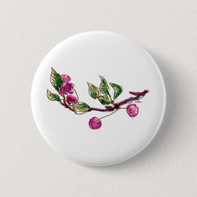 Cherry Branch 6 Cm Round Badge (Front)