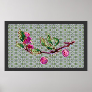 Cherry Branch and patterns Poster